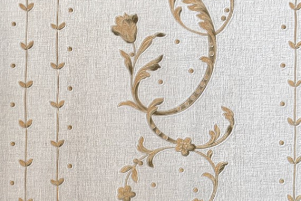 کاغذ دیواری گل و شاخه و برگ قهوه ای در زمینه بافت دار روشن