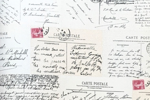 کاغذ دیواری نوشته با تمبر پست نامه