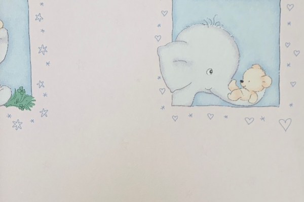 کاغذ دیواری طرح کودک فیل و خرس کوچک