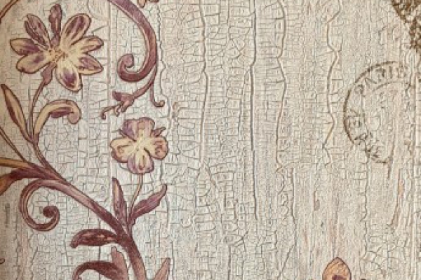 کاغذ دیواری طرح چوب در زمینه و با شاخه ها و گل های رنگی